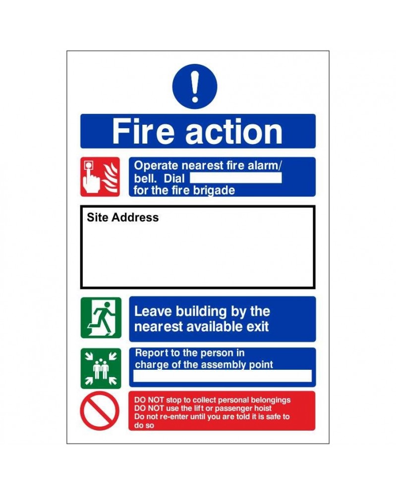 Fire Action Construction Site Notice Sign