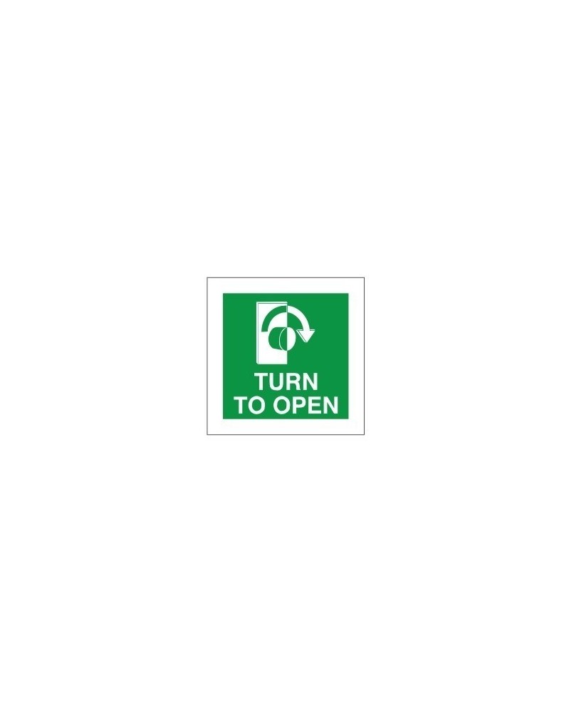 Turn To Open Clockwise Instruction Sign – 100mm x 100mm